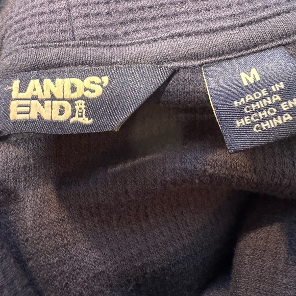 Lands’ End Women's waffle Navy Turtleneck Sweater - Picture 5 of 11